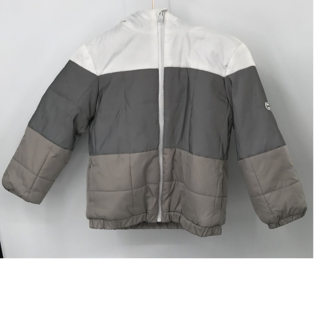 Monnalisa baby gray white hood fleece lined jacket sz 36m
